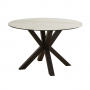 Starburst 120cm Round White Ceramic Dining Table with Black Legs – 4 Seater