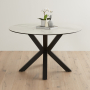 Starburst 120cm Round White Ceramic Dining Table with Black Legs – 4 Seater