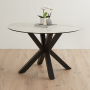 Starburst 120cm Round White Ceramic Dining Table with Black Legs – 4 Seater