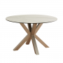 Starburst 120cm Round White Ceramic Dining Table with Satin Legs – 4 Seater