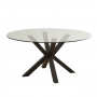 Starburst 150cm Round Glass Dining Table with Black Legs – 6 Seater