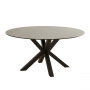 Starburst 150cm Round Grey Ceramic Dining Table with Black Legs – 6 Seater