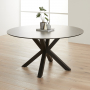 Starburst 150cm Round Grey Ceramic Dining Table with Black Legs – 6 Seater