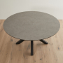 Starburst 150cm Round Grey Ceramic Dining Table with Black Legs – 6 Seater