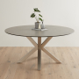 Starburst 150cm Round Grey Ceramic Dining Table with Satin Legs – 6 Seater