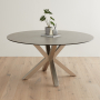 Starburst 150cm Round Grey Ceramic Dining Table with Satin Legs – 6 Seater