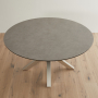 Starburst 150cm Round Grey Ceramic Dining Table with Satin Legs – 6 Seater