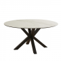 Starburst 150cm Round White Ceramic Dining Table with Black Legs – 6 Seater