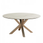 Starburst 150cm Round White Ceramic Dining Table with Satin Legs – 6 Seater