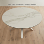 Starburst 150cm Round White Ceramic Dining Table with Satin Legs – 6 Seater