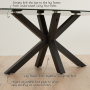 Starburst 160cm Grey Ceramic Dining Table with Black Legs – 6 Seater