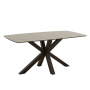 Starburst 160cm Grey Ceramic Dining Table with Black Legs – 6 Seater