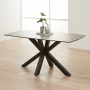 Starburst 160cm Grey Ceramic Dining Table with Black Legs – 6 Seater