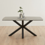 Starburst 160cm Grey Ceramic Dining Table with Black Legs – 6 Seater