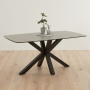 Starburst 160cm Grey Ceramic Dining Table with Black Legs – 6 Seater