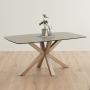 Starburst 160cm Grey Ceramic Dining Table with Satin Legs – 6 Seater