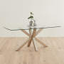 Starburst 180cm Glass Dining Table with Satin Legs – 6 to 8 Seater