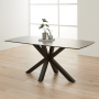 Starburst 180cm Grey Ceramic Dining Table with Black Legs – 6 to 8 Seater