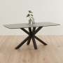 Starburst 180cm Grey Ceramic Dining Table with Black Legs – 6 to 8 Seater