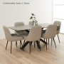 Starburst 180cm Grey Ceramic Dining Table with Black Legs – 6 to 8 Seater