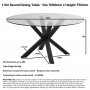 Starburst 150cm Round Glass Dining Table with Black Legs – 6 Seater