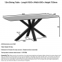 Starburst 180cm Grey Ceramic Dining Table with Black Legs – 6 to 8 Seater