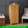 Cheshire Oak 5 Drawer Tallboy Wellington Chest of Drawers