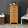 Cheshire Oak 5 Drawer Tallboy Wellington Chest of Drawers