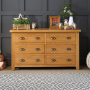 Cheshire Oak Large Wide 6 Drawer Chest of Drawers