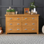 Cheshire Oak Large Wide 6 Drawer Chest of Drawers