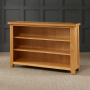 Cheshire Oak Wide Low Bookcase with 2 Adjustable Shelves