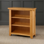 Cheshire Oak Small Low Compact Adjustable 2 Shelf Bookcase