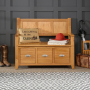 Cheshire Oak Monks Hall Bench with 3 Drawers