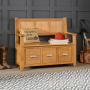 Cheshire Oak Monks Hall Bench with 3 Drawers