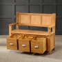 Cheshire Oak Monks Hall Bench with 3 Drawers