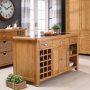 Cheshire Oak Large Kitchen Island with Black Granite Top