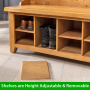 Cheshire Oak Hallway Tidy Shoe Storage Bench with Coat Rack