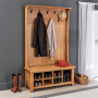 Cheshire Oak Hallway Tidy Shoe Storage Bench with Coat Rack