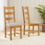 Cheshire Oak Ladder Dining Chair with Natural Fabric Seat