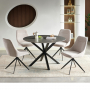 Spider 120cm Round Grey Sintered Stone Ceramic Dining Table with Black Legs – 4 Seater