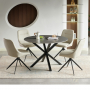 Spider 120cm Round Grey Sintered Stone Ceramic Dining Table with Black Legs – 4 Seater