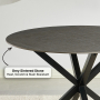 Spider 120cm Round Grey Sintered Stone Ceramic Dining Table with Black Legs – 4 Seater