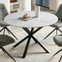 Spider 120cm Round White Sintered Stone Ceramic Dining Table with Black Legs – 4 Seater