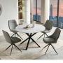 Spider 120cm Round White Sintered Stone Ceramic Dining Table with Black Legs – 4 Seater