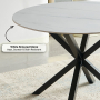 Spider 120cm Round White Sintered Stone Ceramic Dining Table with Black Legs – 4 Seater