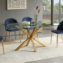 Spider 160cm Glass Dining Table with Gold Legs – 6 Seater