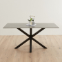 Spider 160cm Grey Sintered Stone Ceramic Dining Table with Black Legs – 6 Seater