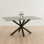 Spider 160cm Grey Sintered Stone Ceramic Dining Table with Black Legs – 6 Seater