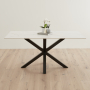 Spider 160cm White Sintered Stone Ceramic Dining Table with Black Legs – 6 Seater