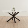 Spider 160cm White Sintered Stone Ceramic Dining Table with Black Legs – 6 Seater